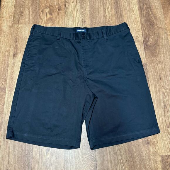 Lands End Mens Solid Black Chino Shorts Size 42 Cotton Blend 10.5" Inseam - Picture 1 of 9